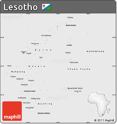 Flag Simple Map of Lesotho, single color outside, flag centered