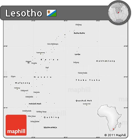 Flag Simple Map of Lesotho, single color outside, flag aligned to the middle