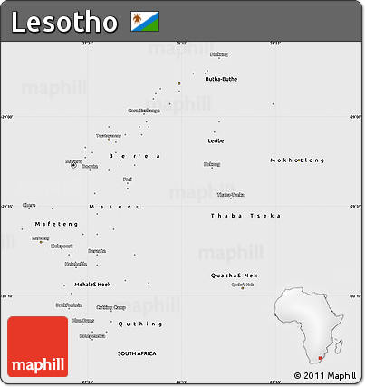 Flag Simple Map of Lesotho, single color outside, flag aligned to the middle