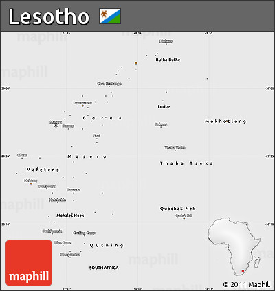 Flag Simple Map of Lesotho, single color outside