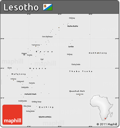 Flag Simple Map of Lesotho, single color outside