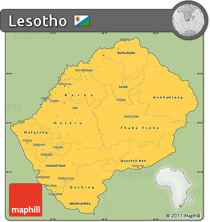 Savanna Style Simple Map of Lesotho, cropped outside