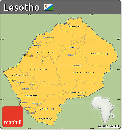 Savanna Style Simple Map of Lesotho, cropped outside