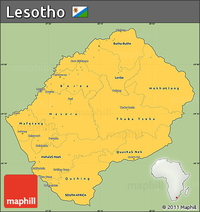 Savanna Style Simple Map of Lesotho, cropped outside