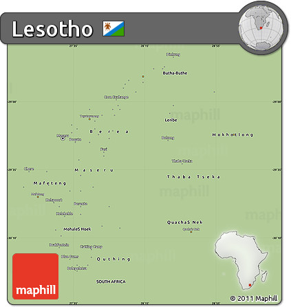 Savanna Style Simple Map of Lesotho, single color outside