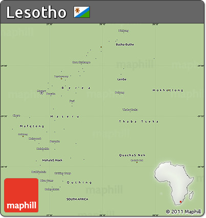 Savanna Style Simple Map of Lesotho, single color outside