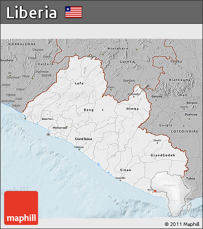Gray 3D Map of Liberia