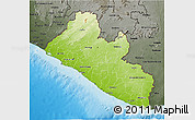 Physical 3D Map of Liberia, darken, semi-desaturated, land only