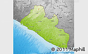 Physical 3D Map of Liberia, desaturated, land only