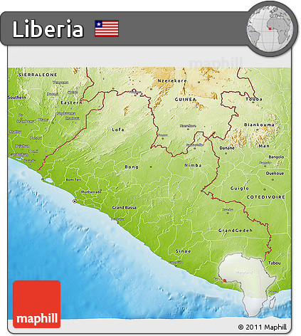 Physical 3D Map of Liberia