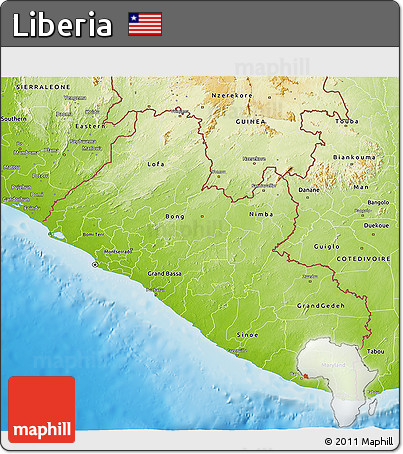 Physical 3D Map of Liberia