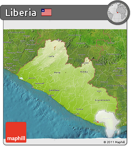 Physical 3D Map of Liberia, satellite outside