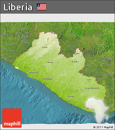 Physical 3D Map of Liberia, satellite outside
