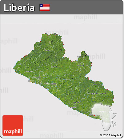 Satellite 3D Map of Liberia, cropped outside