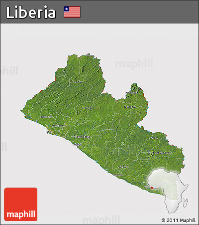 Satellite 3D Map of Liberia, cropped outside