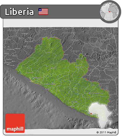 Satellite 3D Map of Liberia, desaturated
