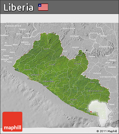 Satellite 3D Map of Liberia, lighten, desaturated
