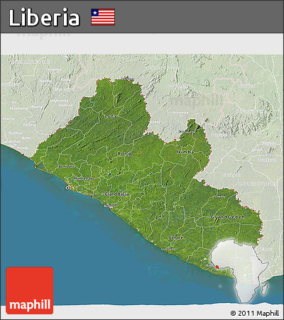 Satellite 3D Map of Liberia, lighten, land only