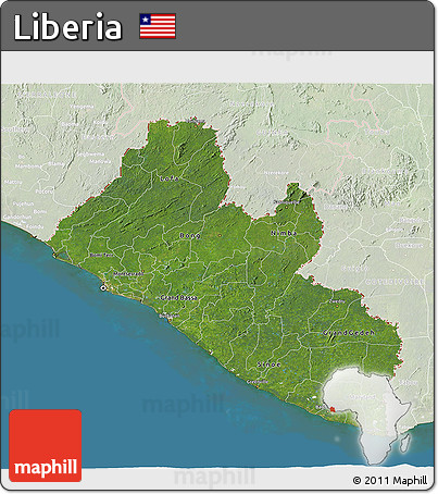 Satellite 3D Map of Liberia, lighten, land only