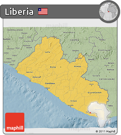 Savanna Style 3D Map of Liberia