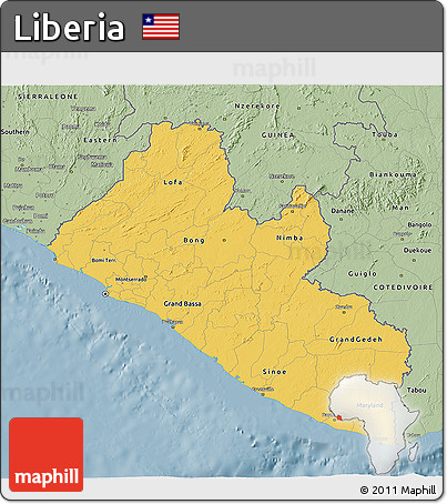 Savanna Style 3D Map of Liberia
