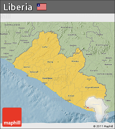 Savanna Style 3D Map of Liberia