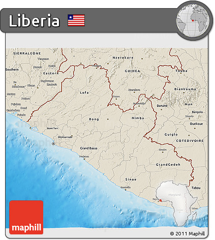 Shaded Relief 3D Map of Liberia