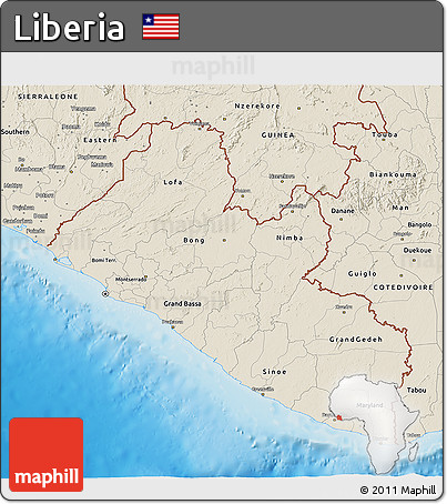 Shaded Relief 3D Map of Liberia