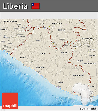 Shaded Relief 3D Map of Liberia