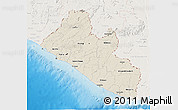 Shaded Relief 3D Map of Liberia, lighten, land only