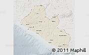 Shaded Relief 3D Map of Liberia, lighten, semi-desaturated