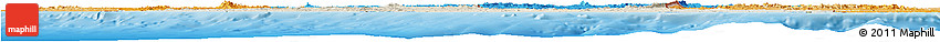 Shaded Relief Horizon Map of Liberia, political shades outside, shaded relief sea