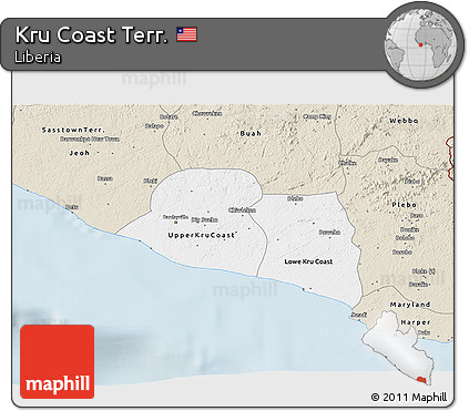 Classic Style 3D Map of Kru Coast Terr.