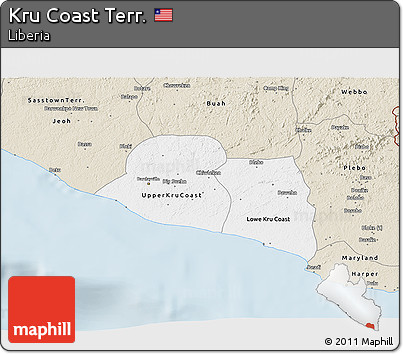 Classic Style 3D Map of Kru Coast Terr.