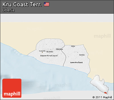 Classic Style 3D Map of Kru Coast Terr., single color outside