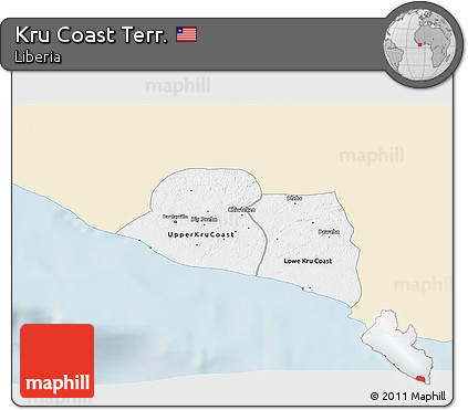 Classic Style 3D Map of Kru Coast Terr., single color outside