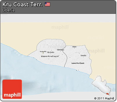 Classic Style 3D Map of Kru Coast Terr., single color outside