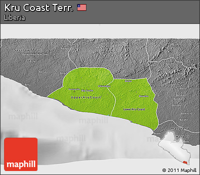 Physical 3D Map of Kru Coast Terr., desaturated