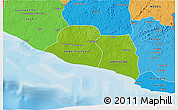 Physical 3D Map of Kru Coast Terr., political shades outside