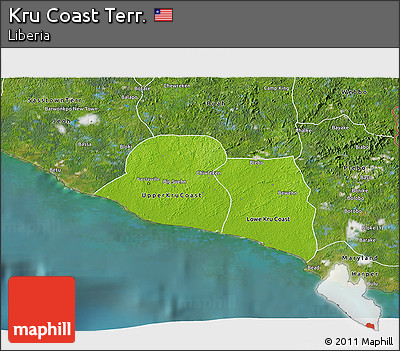 Physical 3D Map of Kru Coast Terr., satellite outside
