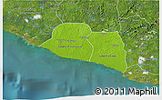 Physical 3D Map of Kru Coast Terr., satellite outside