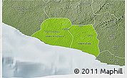 Physical 3D Map of Kru Coast Terr., semi-desaturated
