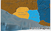 Political 3D Map of Kru Coast Terr., darken