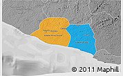 Political 3D Map of Kru Coast Terr., desaturated