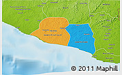 Political 3D Map of Kru Coast Terr., physical outside