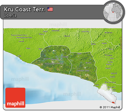 Satellite 3D Map of Kru Coast Terr., physical outside