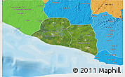 Satellite 3D Map of Kru Coast Terr., political shades outside
