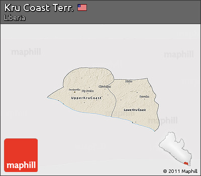 Shaded Relief 3D Map of Kru Coast Terr., cropped outside