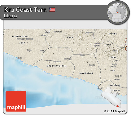 Shaded Relief 3D Map of Kru Coast Terr.