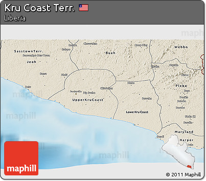 Shaded Relief 3D Map of Kru Coast Terr.